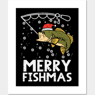 Merry Fishmas Fish Fishing Xmas Christmas Dad Posters and Art